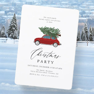 Vintage Red Truck Christmas Holiday Party Invitation