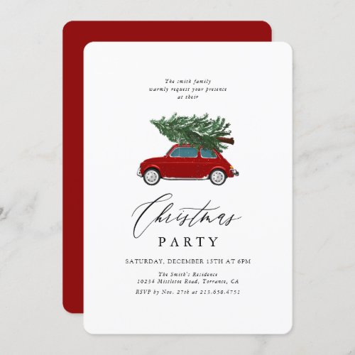 Vintage Red Truck Christmas Holiday Party  Invitation