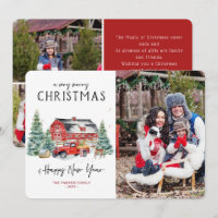 Vintage Red Truck | Christmas Holiday Photo Card