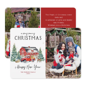 Vintage Red Truck | Christmas Holiday Photo Card
