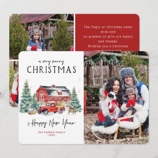 Vintage Red Truck | Christmas Holiday Photo Card