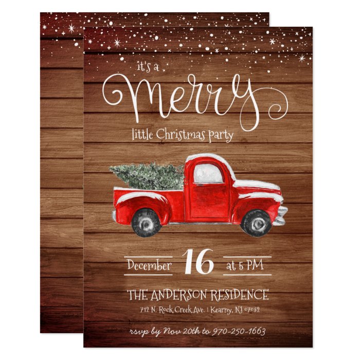 Vintage Red Truck Christmas Invitation Zazzle Com