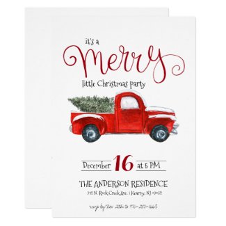 Vintage Red Truck Christmas Invitation