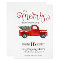 Vintage Red Truck Christmas Invitation
