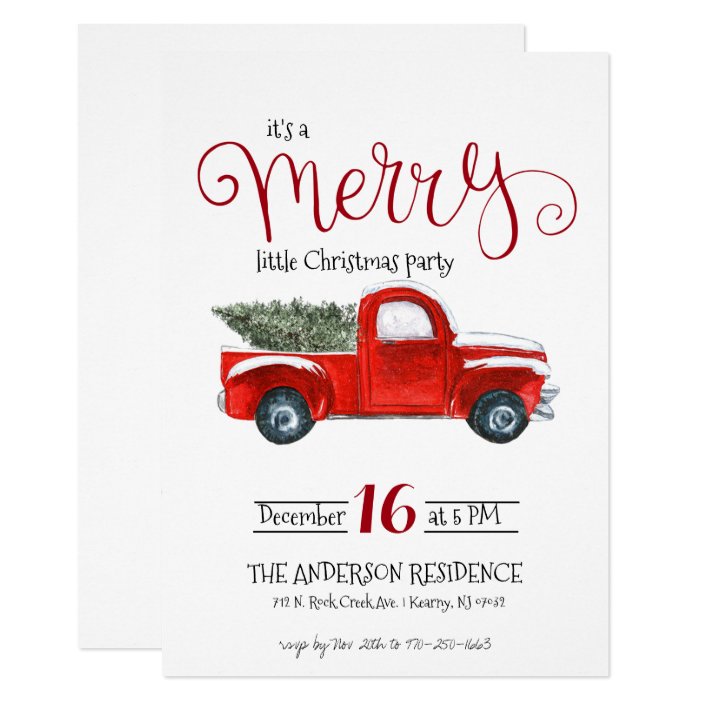 Vintage Red Truck Christmas Invitation Zazzle Com