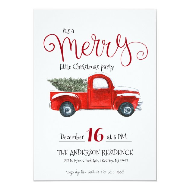 Vintage Red Truck Christmas Invitation