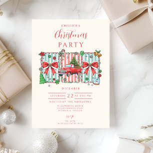 Vintage Red Truck Christmas Invitation