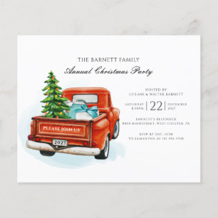Vintage Red Truck Christmas Invitation Flyer
