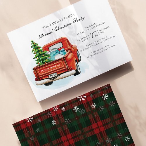 Vintage Red Truck Christmas Invitation Flyer