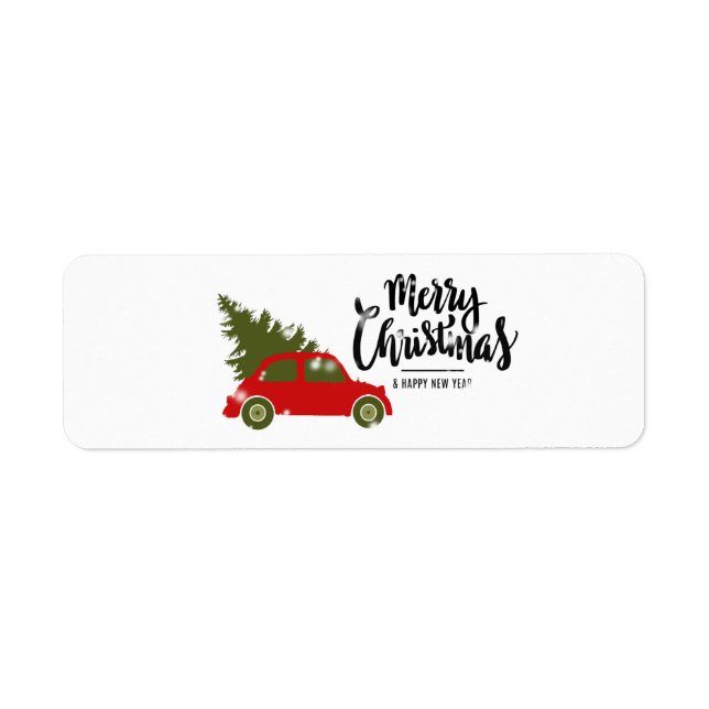 Vintage Red Truck Christmas Label (Front)