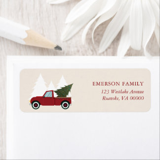 Vintage Red Truck Christmas Label