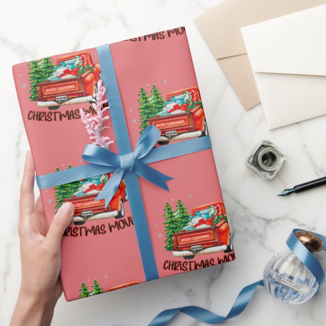 Vintage Red Truck Christmas Movie Wrapping Paper (Gifting)