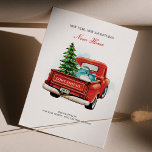 Vintage Red Truck Christmas Moving New Home Announcement<br><div class="desc">Vintage Red Truck Tree Family new address announcement</div>