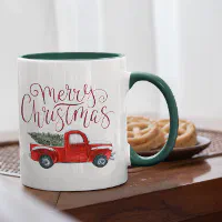 Vintage Red Truck Personalized Christmas Mug