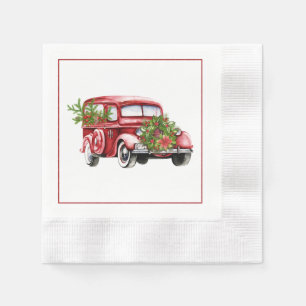 Vintage Red Truck Christmas Napkins