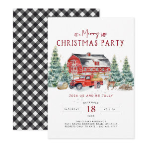 Vintage Red Truck Christmas Party Invitation