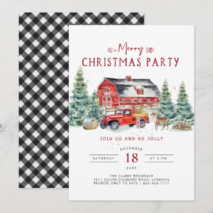 Vintage Red Truck Christmas Party Invitation