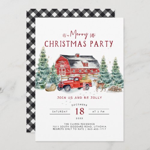 Vintage Red Truck Christmas Party Invitation