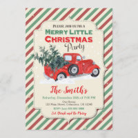 Vintage Red Truck Christmas Party Invitation