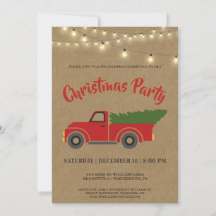Vintage Red Truck Christmas Party Invitation