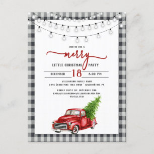 Vintage Red Truck Christmas Party Invitation Postcard