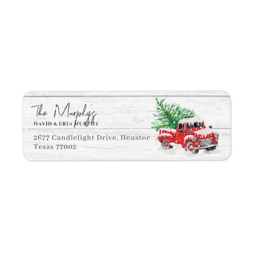 Vintage Red Truck Christmas Return Address Label