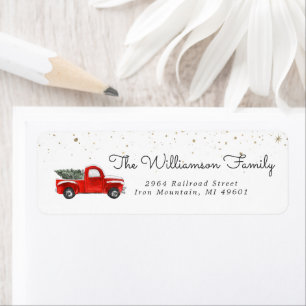 Vintage Red Truck Christmas Return Address Label