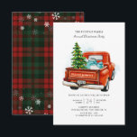 Vintage Red Truck Christmas Tree Family Party Note Card<br><div class="desc">Vintage Red Truck Tree Family Christmas Party Invitation</div>