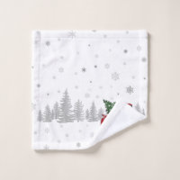 Tree, Snowflake Buffalo Check Towels - Red Set of 2