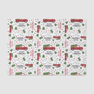 Vintage Red Truck Christmas Tree Tissue Paper