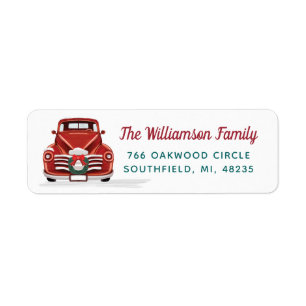 Vintage Red Truck Christmas Wreath Address Label