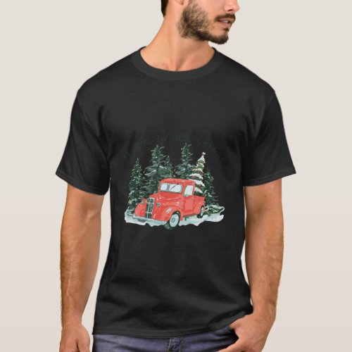 Vintage Red Truck Christmas Xmas Decor Pajamas For T_Shirt
