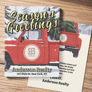 Vintage Red Truck Corporate Business Logo Note Card