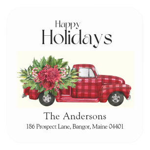 Vintage Red Truck Custom Christmas Address Labels
