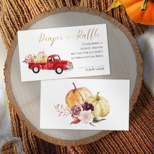 Vintage Red Truck Diaper Raffle Fall Baby Shower Enclosure Card