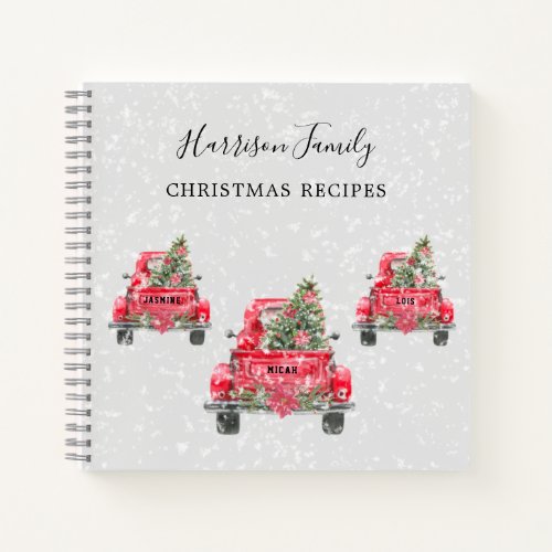 Vintage Red Truck Family Christmas Recipe Notebook