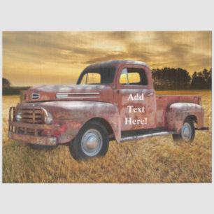 Vintage Red Truck Farm Field Tissue Paper