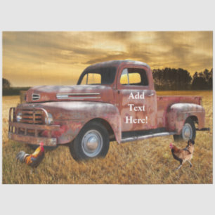 Vintage Red Truck Farm Field Tissue Paper