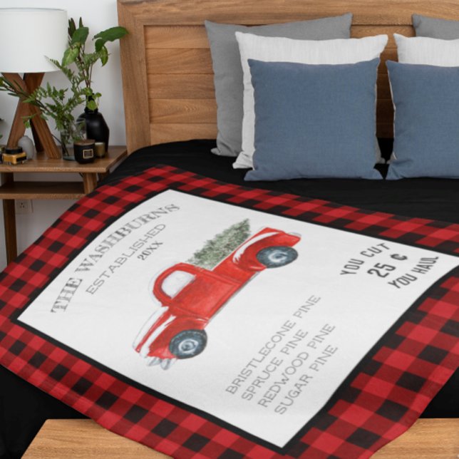 Vintage Red Truck Farmhouse Family Name Blanket (Creator Uploaded)