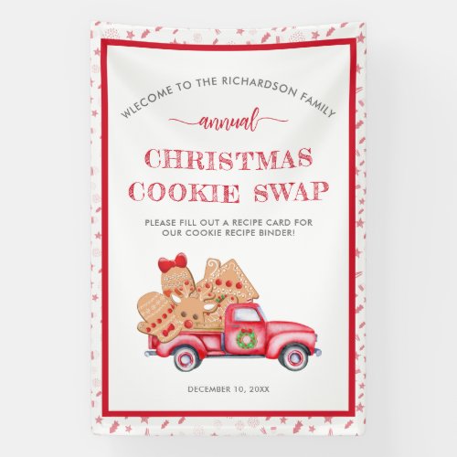 Vintage Red Truck Gingerbread Cookie Swap Banner