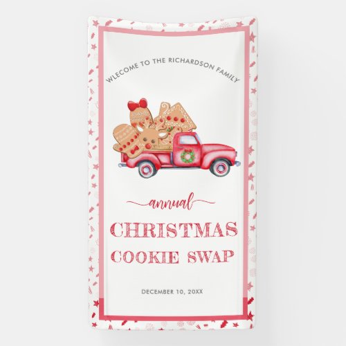 Vintage Red Truck Gingerbread Cookie Swap Banner