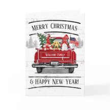 Vintage Red Truck Gnome Couple Dog Patriotic