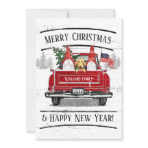 Vintage Red Truck Gnome Dog Patriotic Christmas