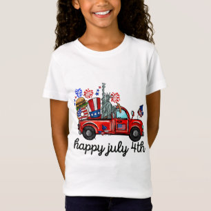 Vintage Red Truck Happy 4 th of july Independence  T-Shirt
