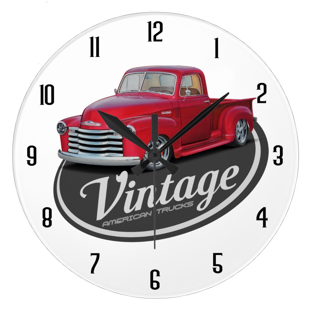 Vintage Red Truck Large Clock Zazzle