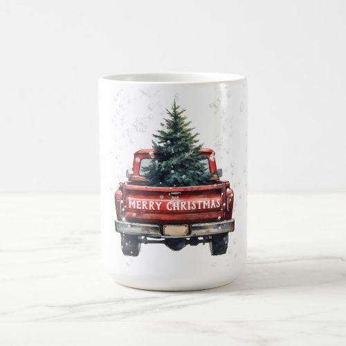 Vintage Red Truck Merry Christmas Coffee Mug