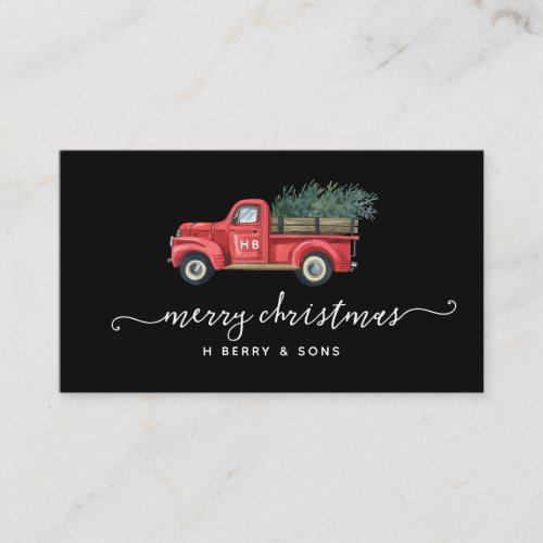 Vintage Red Truck Merry Christmas Holiday  Business Card