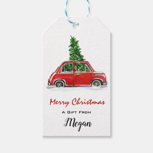 Vintage Red Truck Merry Christmas Holiday Gift Tags