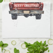 Vintage Red Truck Merry Christmas Kitchen Towel (Folded)