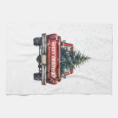 Vintage Red Truck Merry Christmas Kitchen Towel (Horizontal)